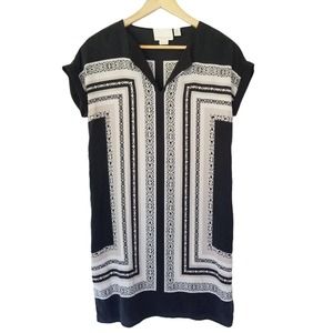 Cynthia Rowley Black Scarf Print Tunic Dress 100% Silk Dress Size 4